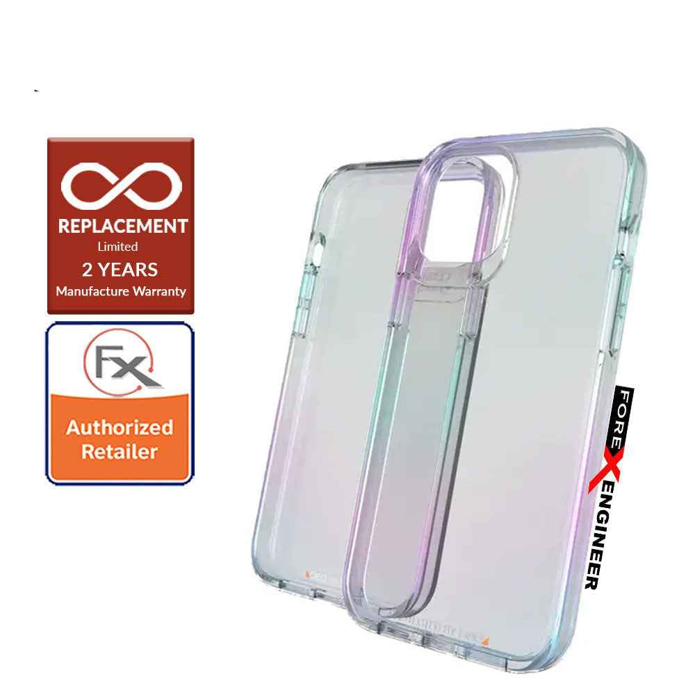 غطاء هاتف Gear4 ZAGG Crystal Palace Iridescent متوافق مع iPhone 12 Mini، حماية متقدمة من الصدمات بتقنية D3O المتكاملة، مضاد للاصفرار