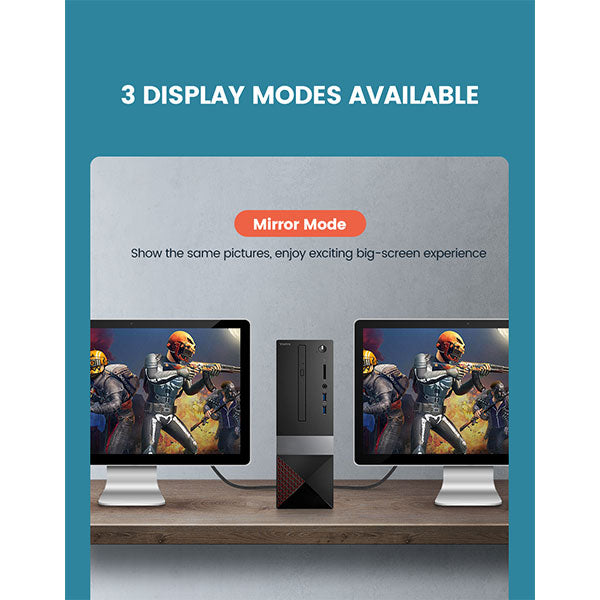 كابل HDMI 8K من يوجرين، ذكر إلى ذكر، مصنوع من سبيكة الزنك، مضفر باللون الرمادي، بطول 1.5 متر، أسود