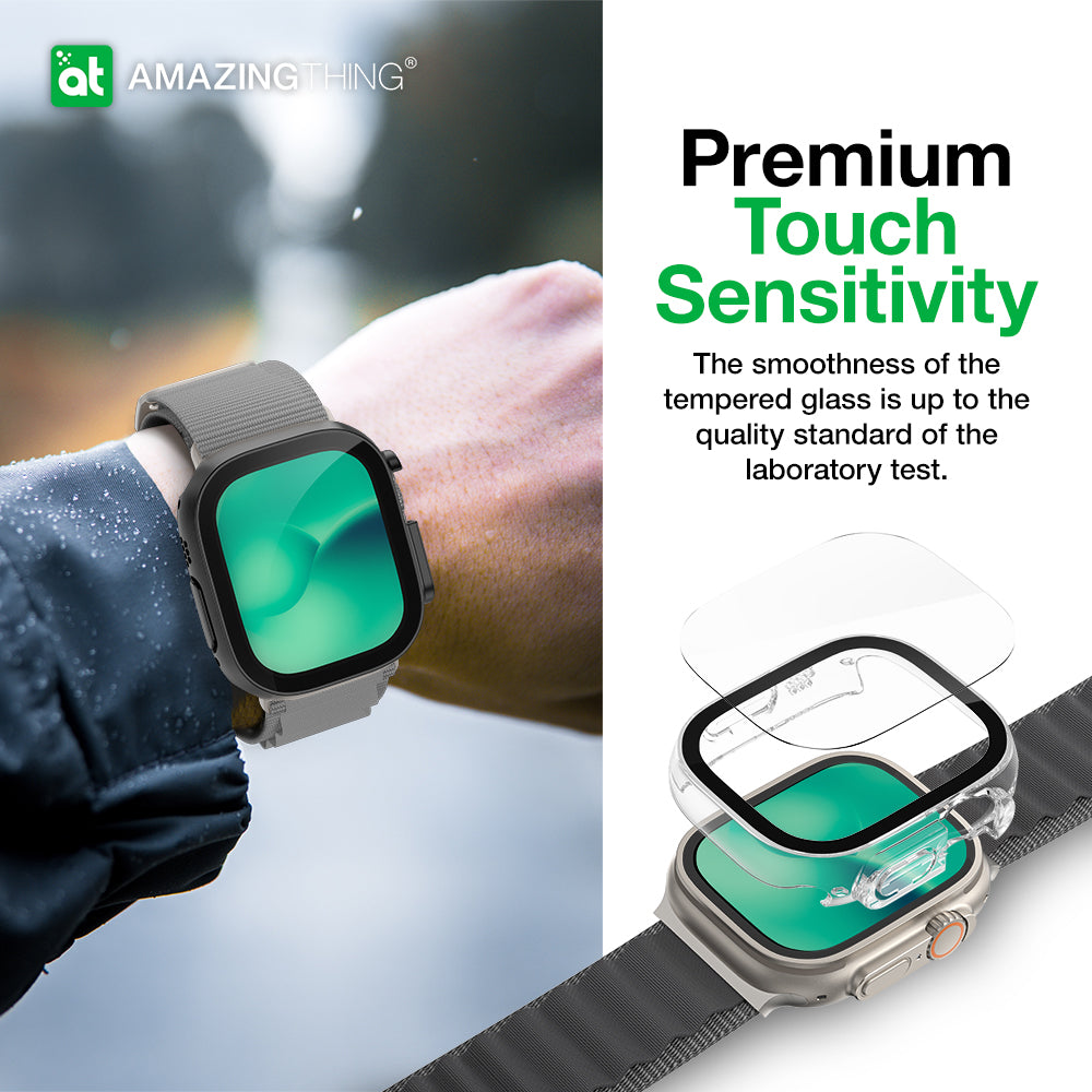 غطاء حماية Marsix Pro الرائع لساعة Apple Watch Ultra مقاس 49 مم مع واقي شاشة مدمج من الزجاج المقوى - رمادي فضائي
