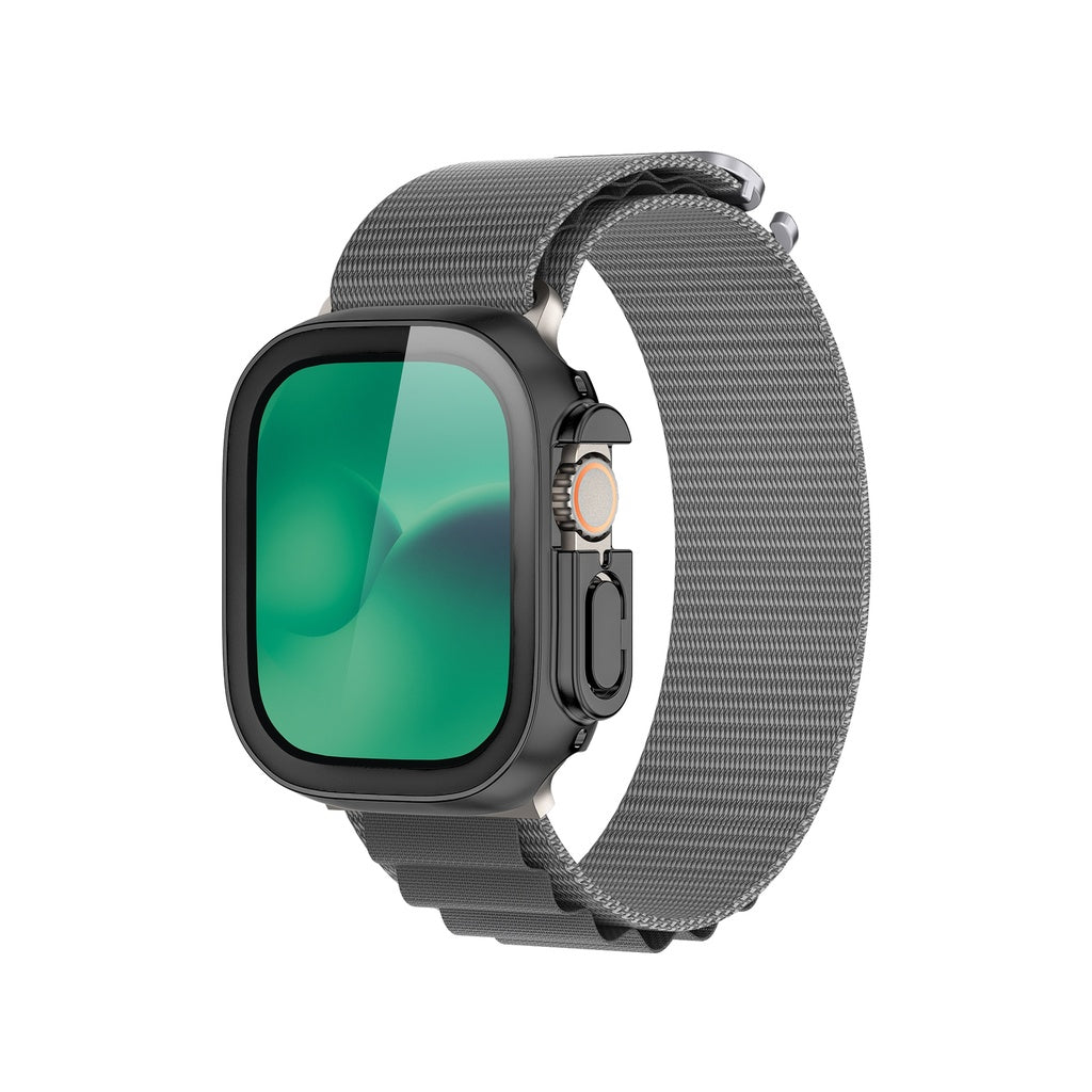 غطاء حماية Marsix Pro الرائع لساعة Apple Watch Ultra مقاس 49 مم مع واقي شاشة مدمج من الزجاج المقوى - رمادي فضائي