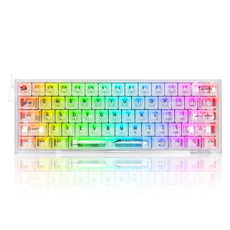 لوحة مفاتيح الألعاب الميكانيكية السلكية Redragon K617CT-RGB Fizz RGB 60% - تصميم شفاف