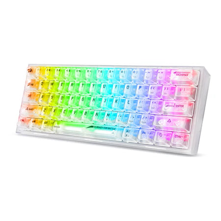 لوحة مفاتيح الألعاب الميكانيكية السلكية Redragon K617CT-RGB Fizz RGB 60% - تصميم شفاف