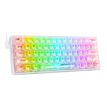 لوحة مفاتيح الألعاب الميكانيكية السلكية Redragon K617CT-RGB Fizz RGB 60% - تصميم شفاف