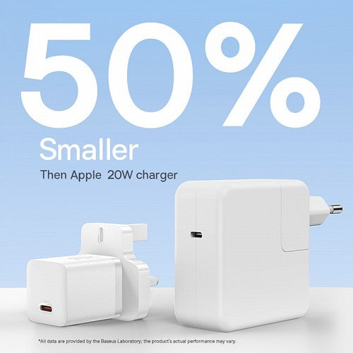 شاحن حائط Baseus 30 واط USB-C UK MINI GaN5 أبيض