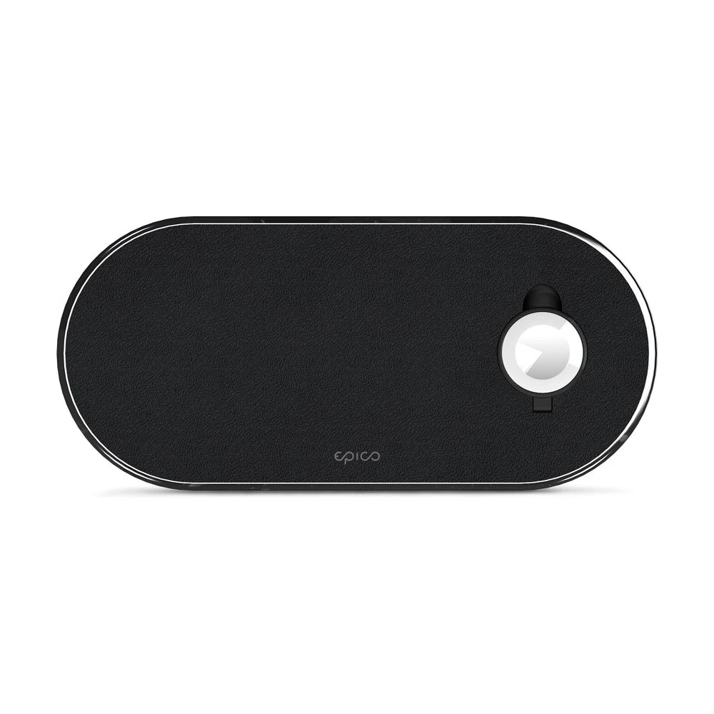 Epico wireless charging pad 3in1 black PU leather - Space Grey
