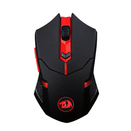 Redragon M601-WL-BA Wireless Gaming Mouse with Mouse Pad 2x1 Combo – 2400 DPI, Ergonomic Design, Red LED Backlit