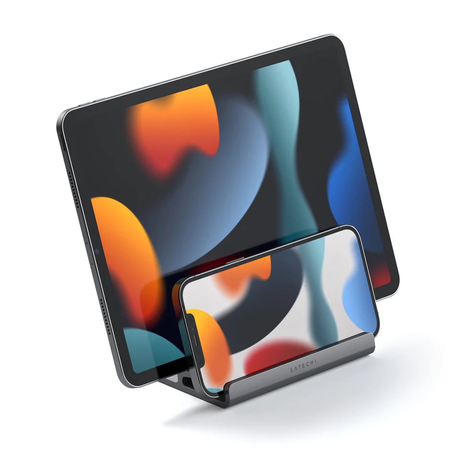 حامل كمبيوتر محمول عمودي مزدوج من SATECHI (رمادي فضائي)
