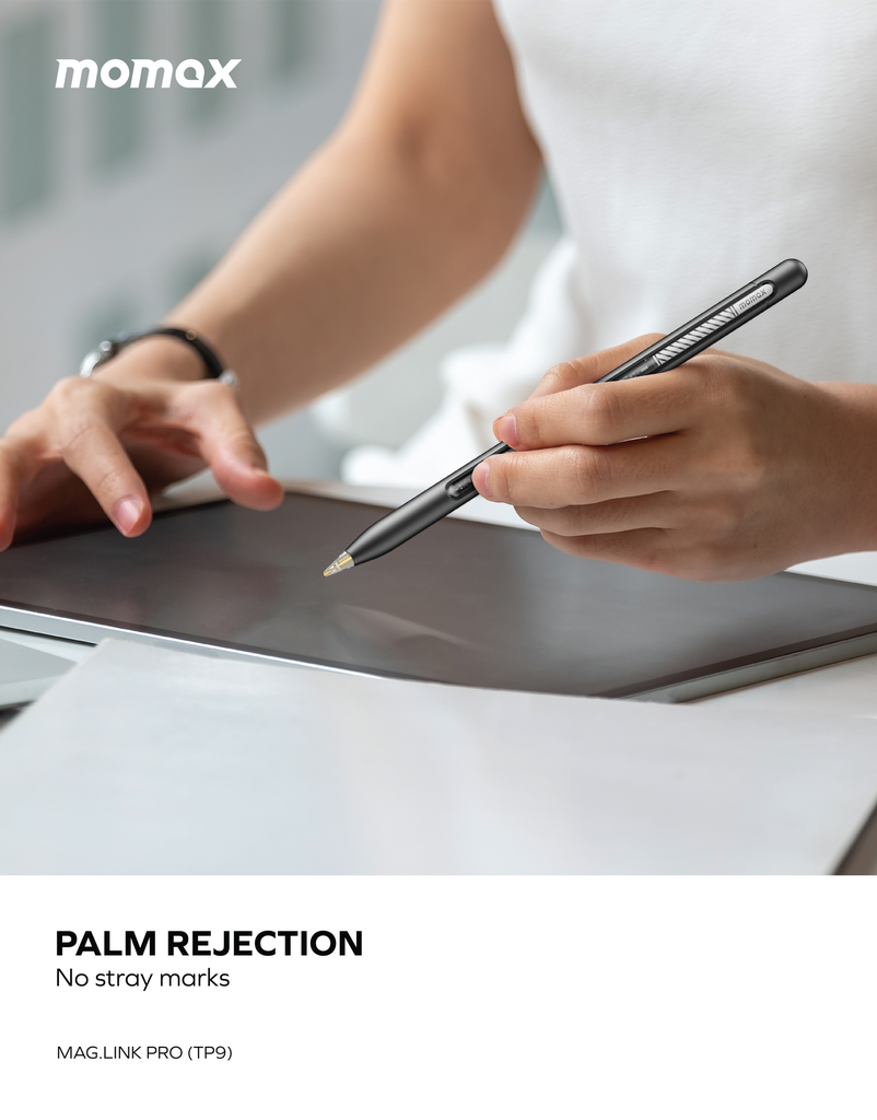 قلم موماكس ماج لينك لايت للشحن المغناطيسي النشط باللون الفضي