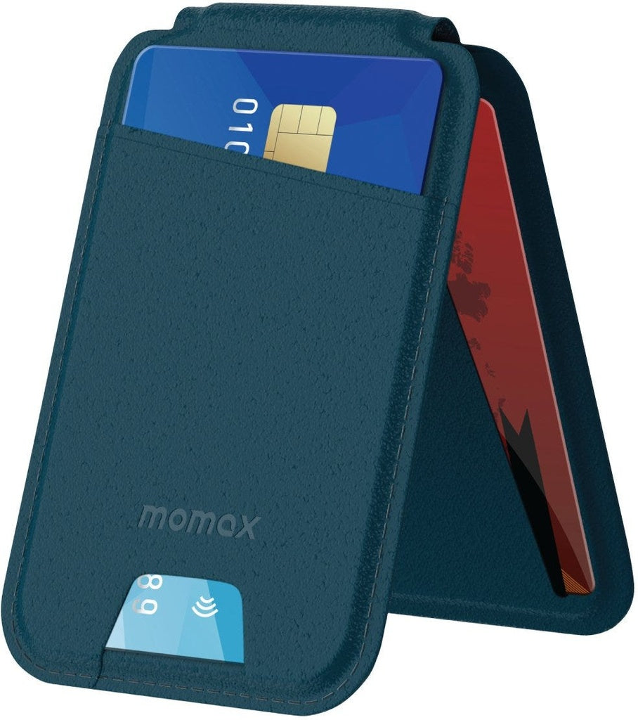 MOMAX 1-WALLET MAGNETIC CARD HOLDER WITH STAND BLUE