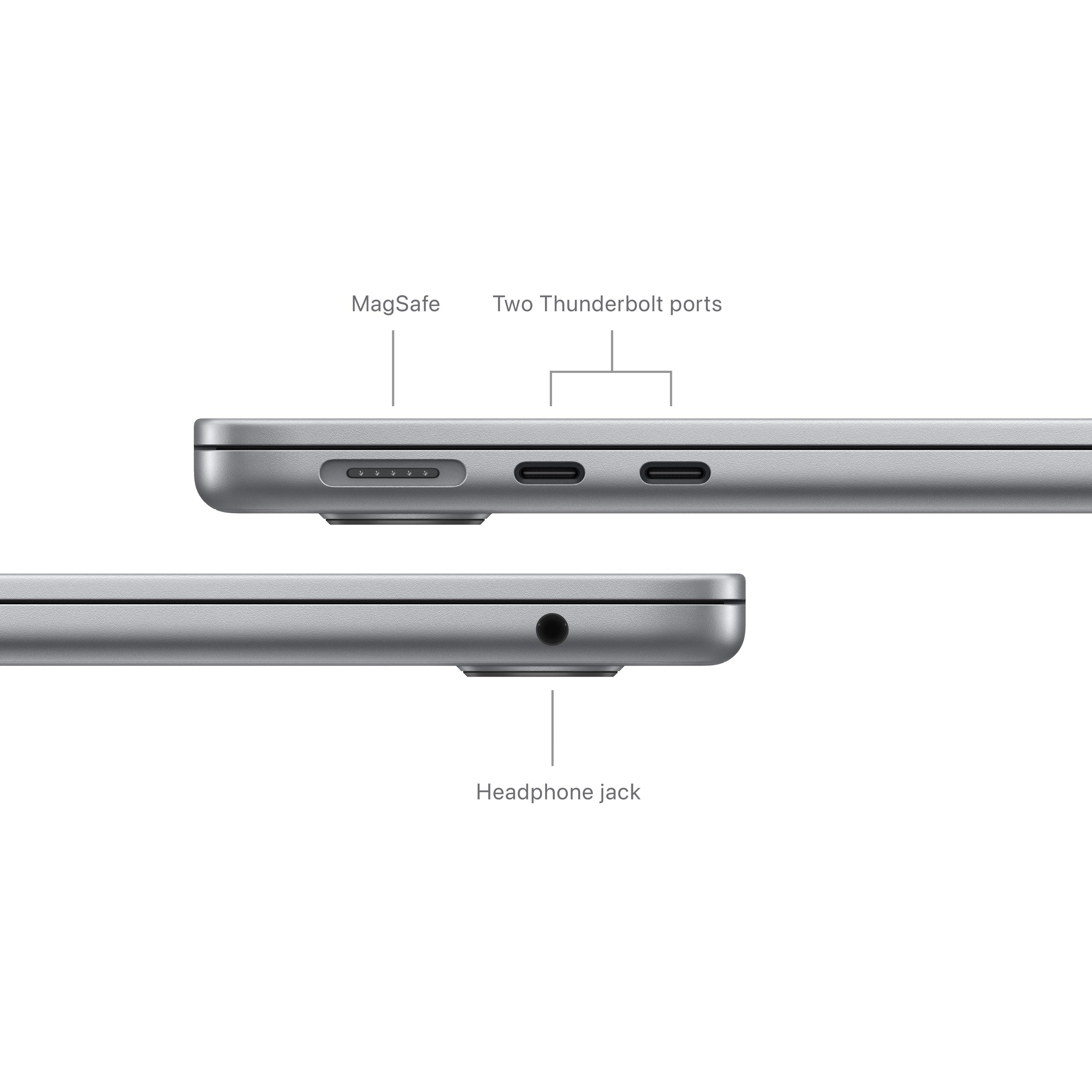 جهاز MacBook Air M3 مقاس 13 بوصة مزود بشريحة Apple M3 مع وحدة معالجة مركزية ثمانية النواة ووحدة معالجة رسومية ثمانية النواة 