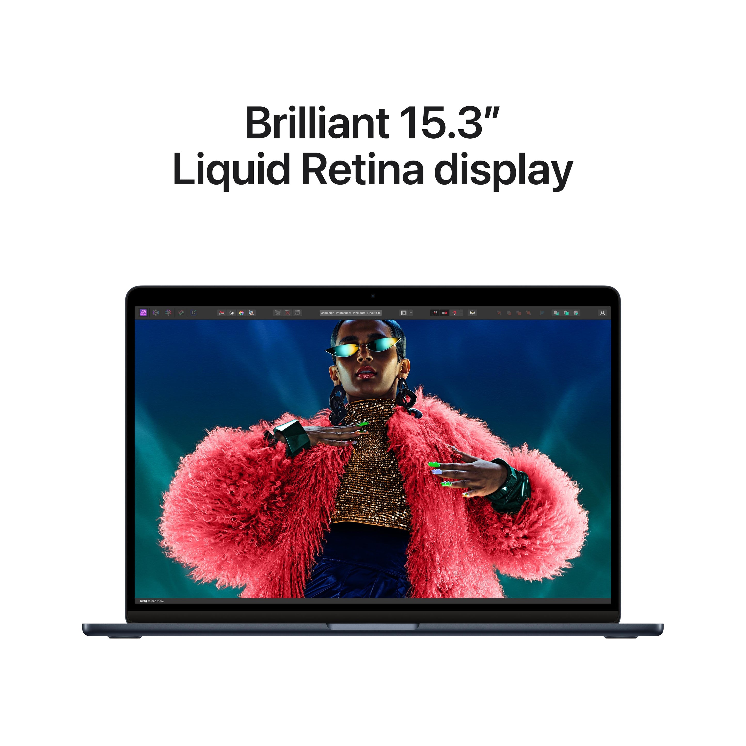 جهاز MacBook Air مقاس 15 بوصة مزود بشريحة Apple M3 مع وحدة معالجة مركزية ثمانية النواة ووحدة معالجة رسومية عشرة النواة 