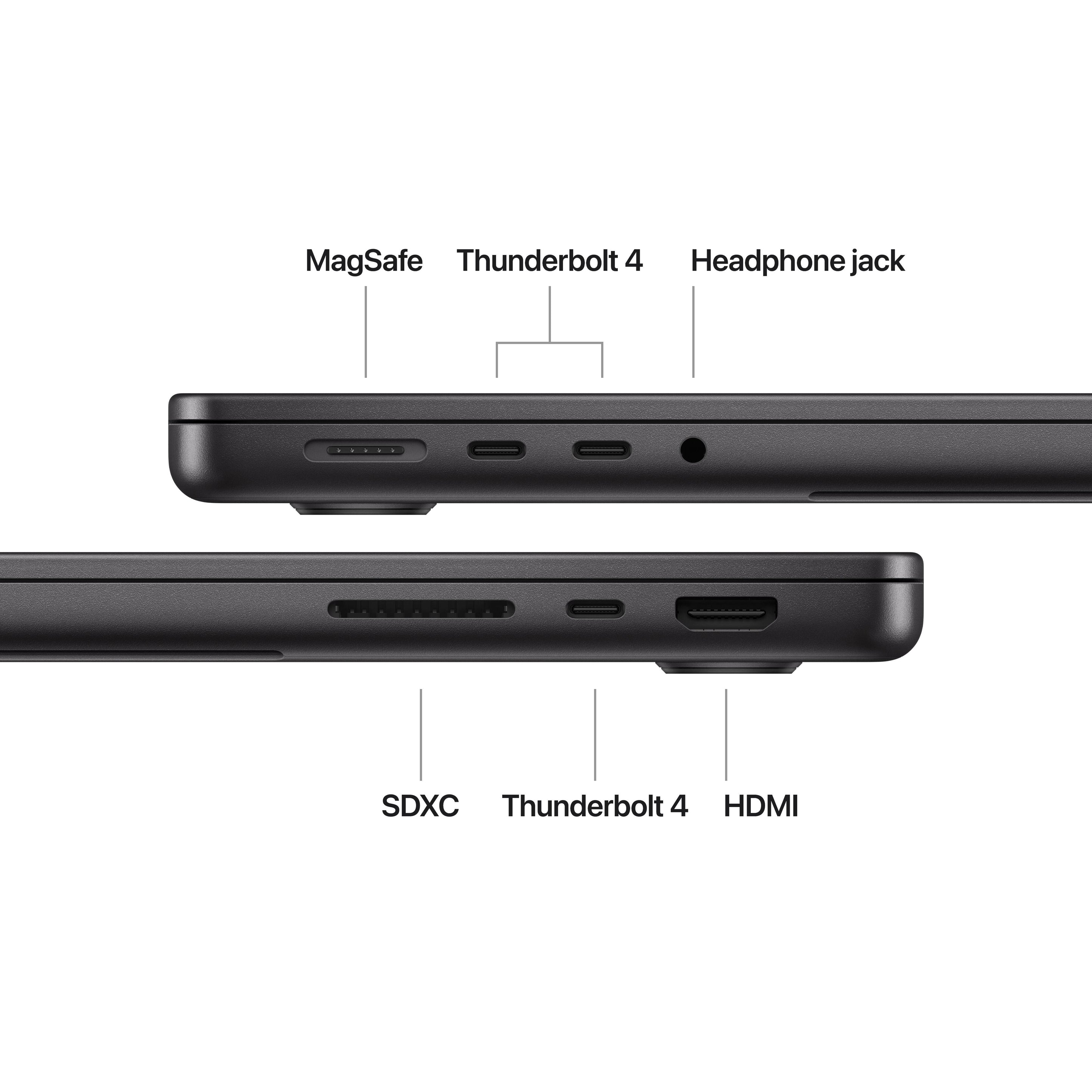 جهاز MacBook Pro مقاس 14 بوصة مزود بشريحة Apple M4 Max مع وحدة معالجة مركزية مكونة من 14 نواة ووحدة معالجة رسومية مكونة من 32 نواة 