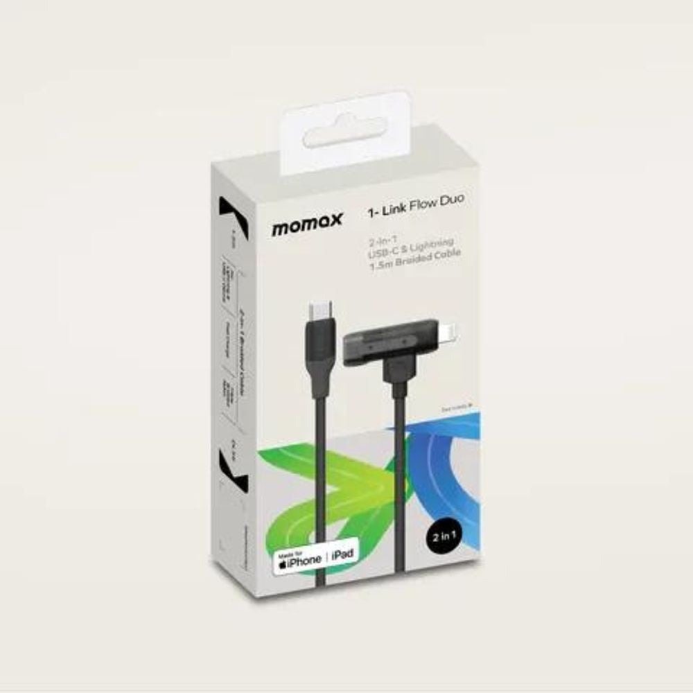 Momax 1 Link USB-C to USB-C and Lightning Cable 1.5m (Black)