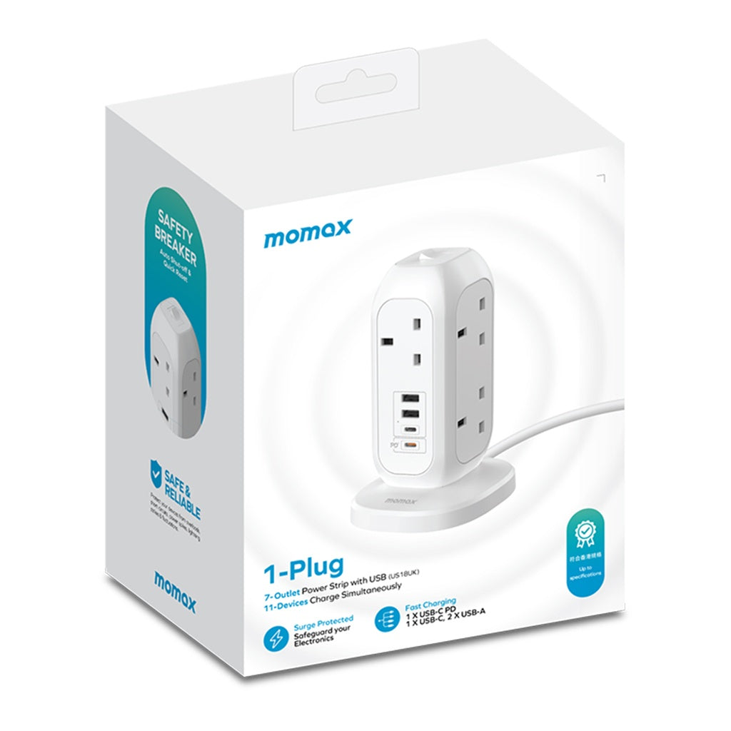 Momax ONEPLUG 7-Outlet Power Strip With USB