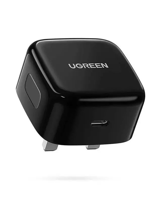 محول طاقة يوجرين PD 20 وات USB C للشحن السريع بمقبس الحائط باللون الأسود 