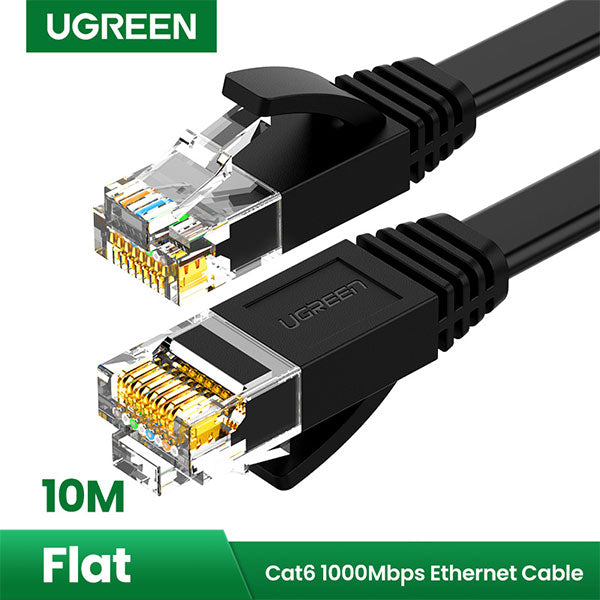 كابل شبكة جيجابت إيثرنت UTP دائري من UGREEN Cat 6 بطول 10 أمتار باللون الأسود