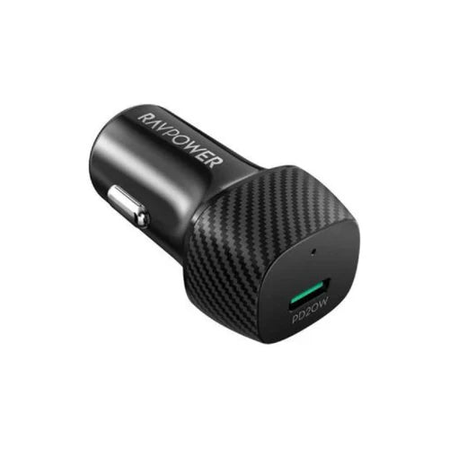 RAVPower 20W Car Charger with Type-C Port, Black