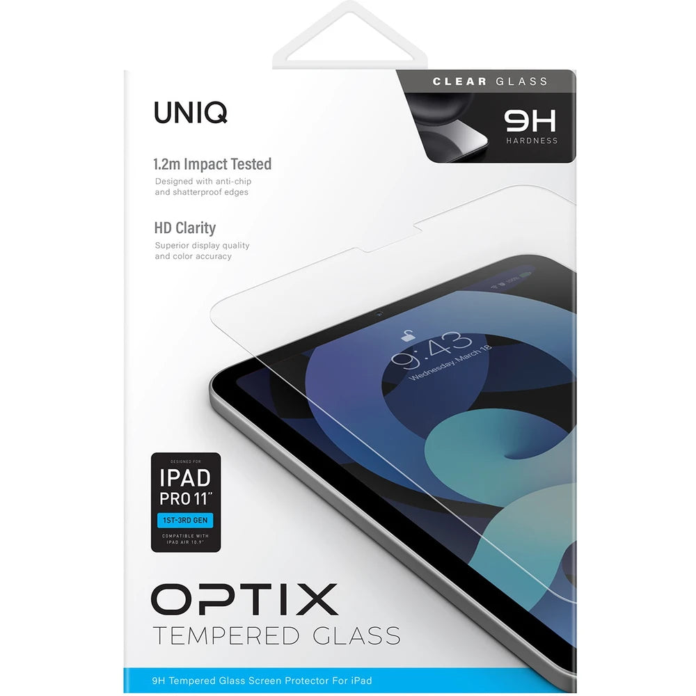 واقي شاشة زجاجي شفاف من يونيك أوبتكس لجهاز آيباد برو ١١ (الجيل الأول - الرابع) | آيباد إير ١٠.٩ بوصة - uniq-npdp11(٢٠٢١)