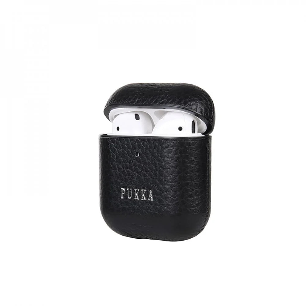 PUKA Leather Protective Case for AirPods 2, Black