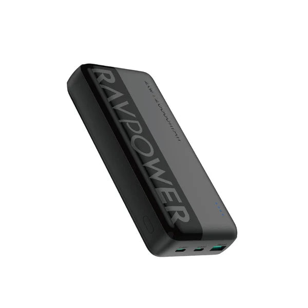RAVPower PB1229 20,000mAh Power Bank – Dual USB-C, USB-A, PD 20W Fast Charging, Black