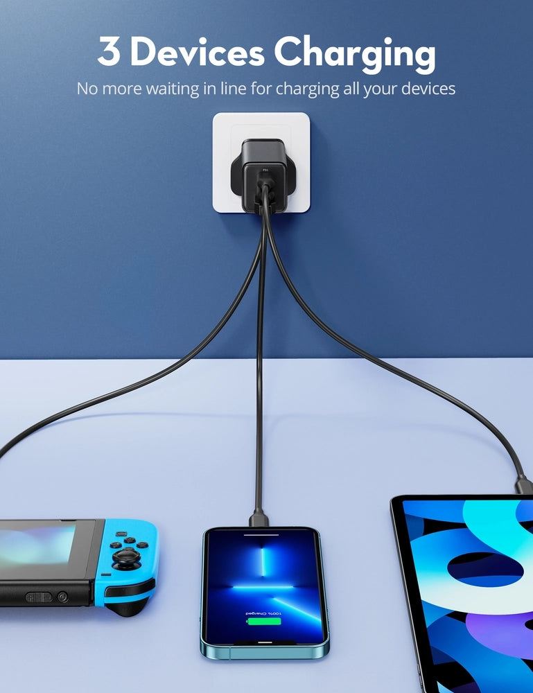 RAVPower PD Pioneer 3-Port 65W UK Wall Charger RP-PC172