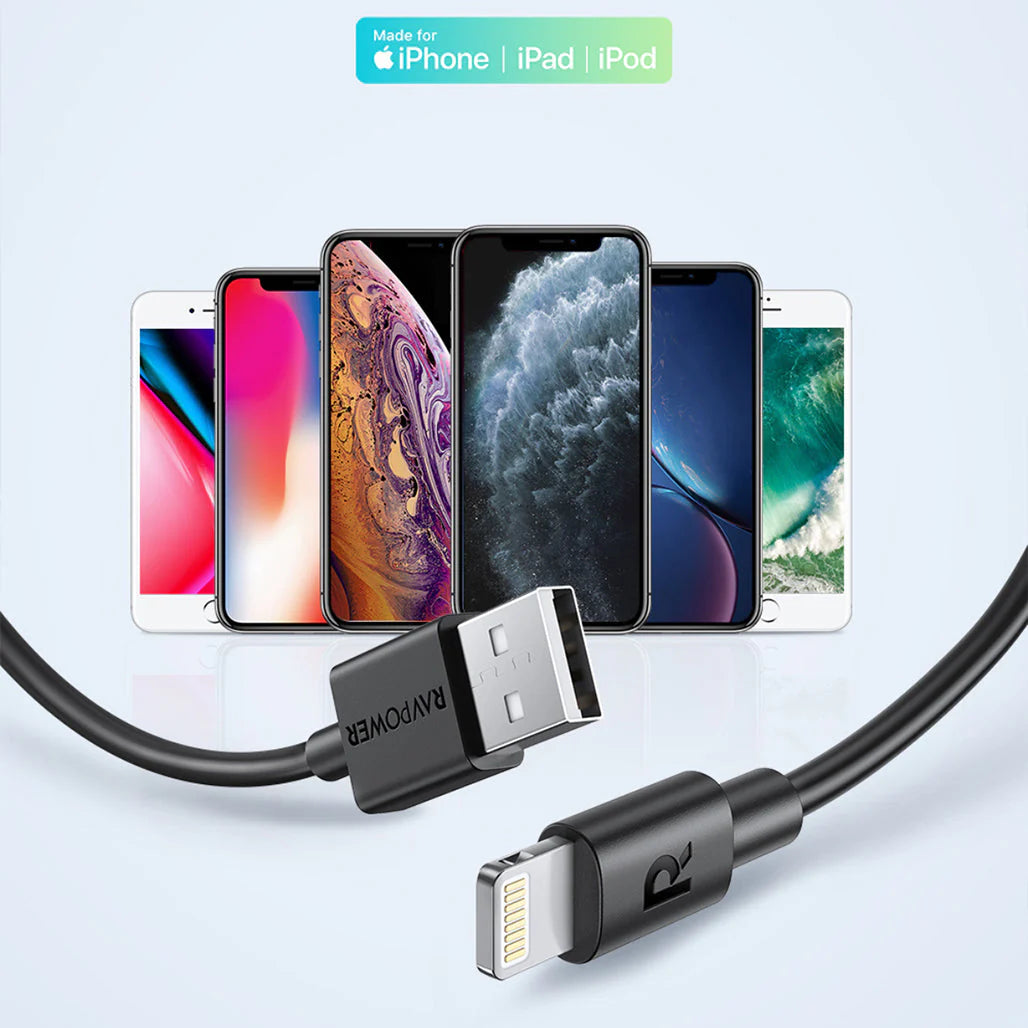 RAVPower USB-A - Lightning Cable 1m, - Black