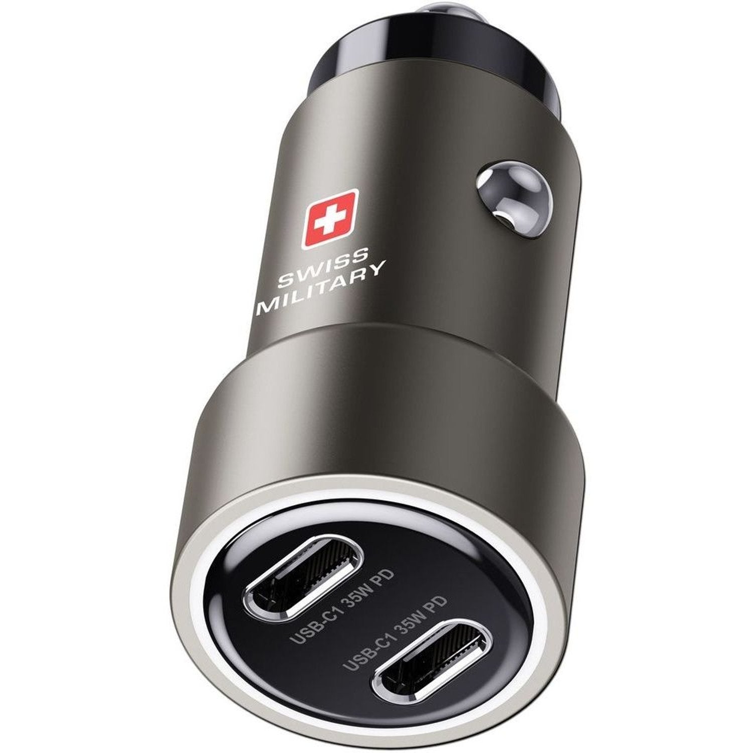 Swiss Military 70W Dual-Port Car Charger, 2C, USB-C 0.5m Cable, Black