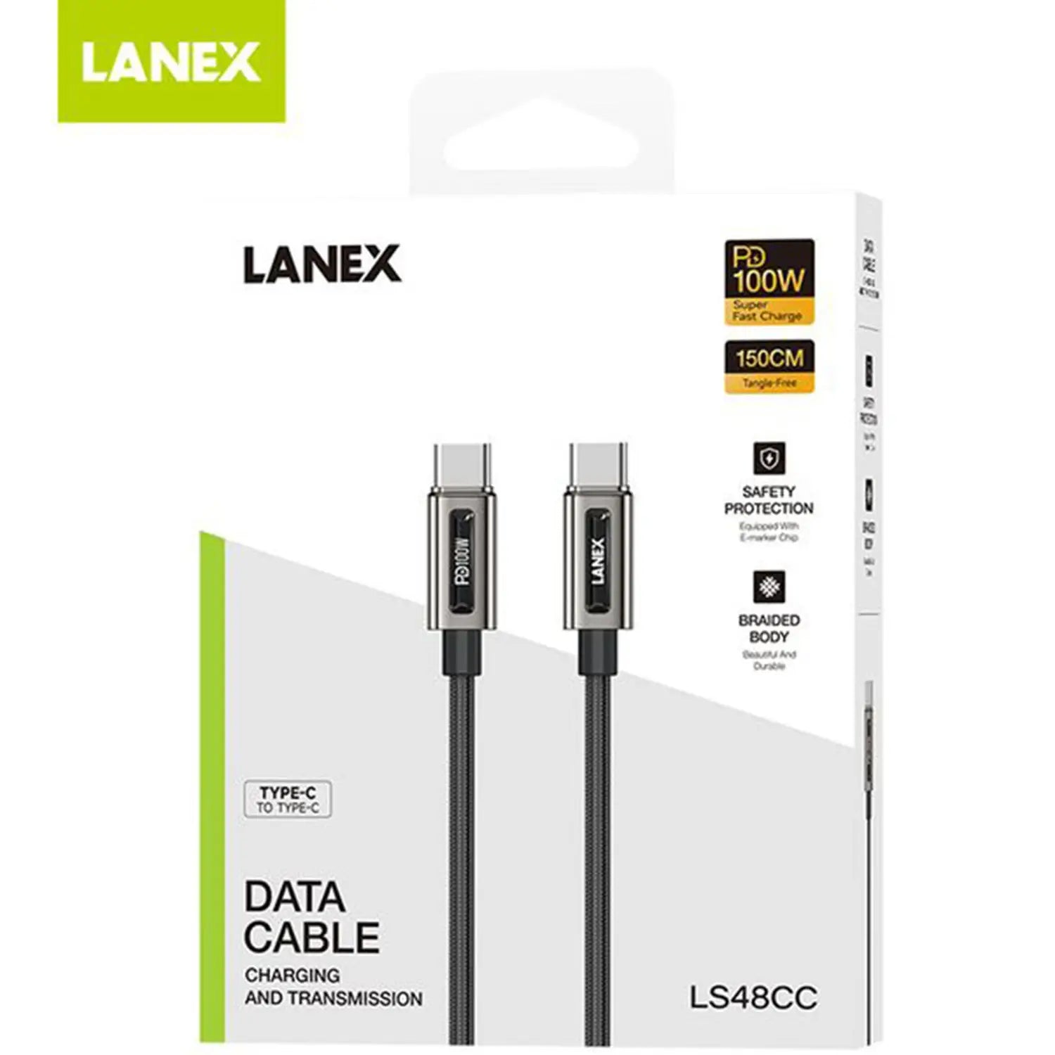 Lanex USB C to C Cable 1.5m Black