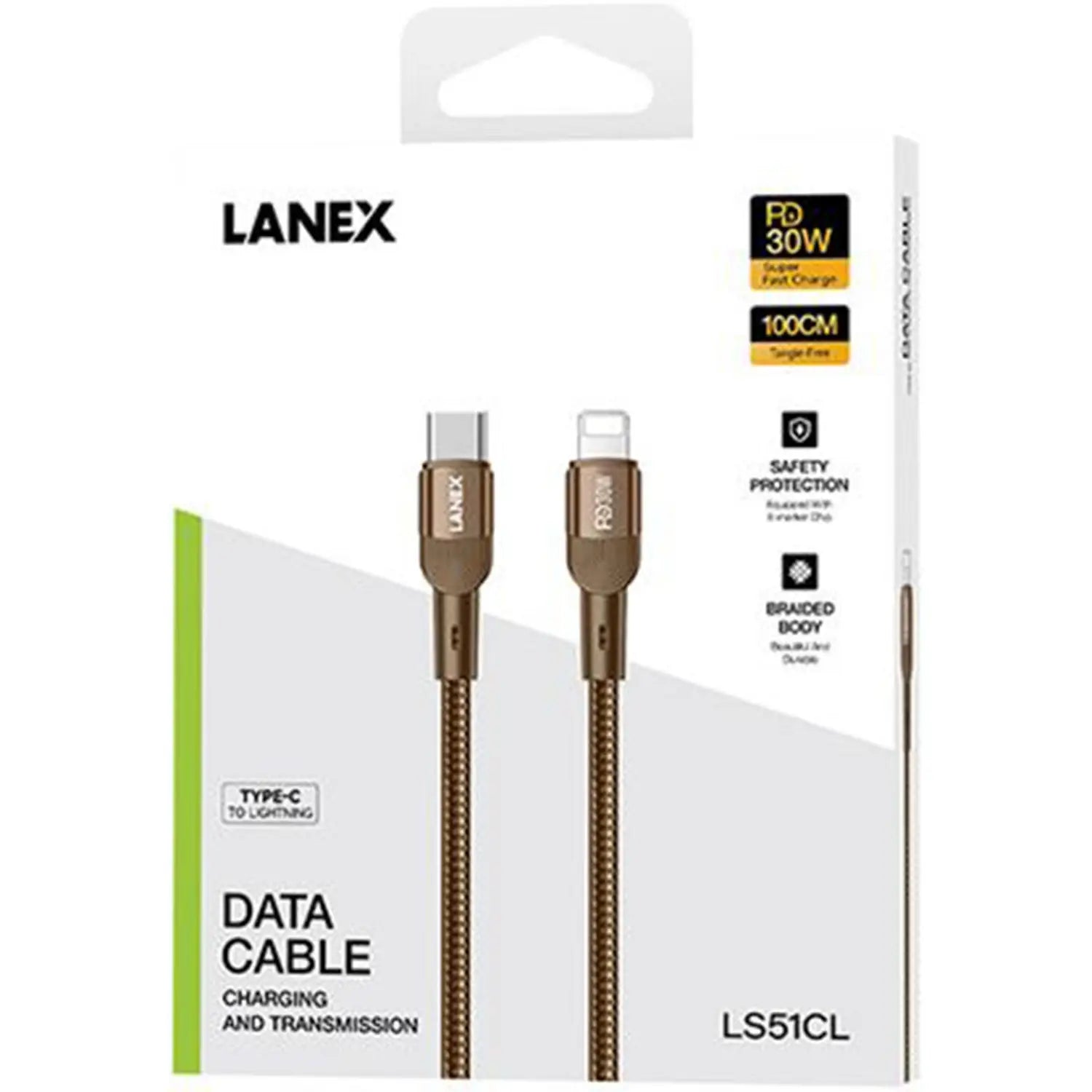 Lanex USB C to Lightning Cable 100cm Desert Gold