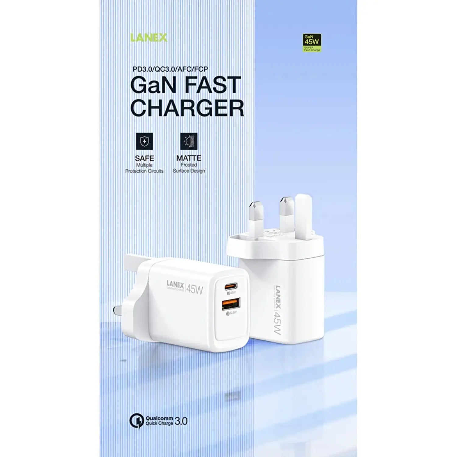 Lanex Gan Fast Charger 45W White