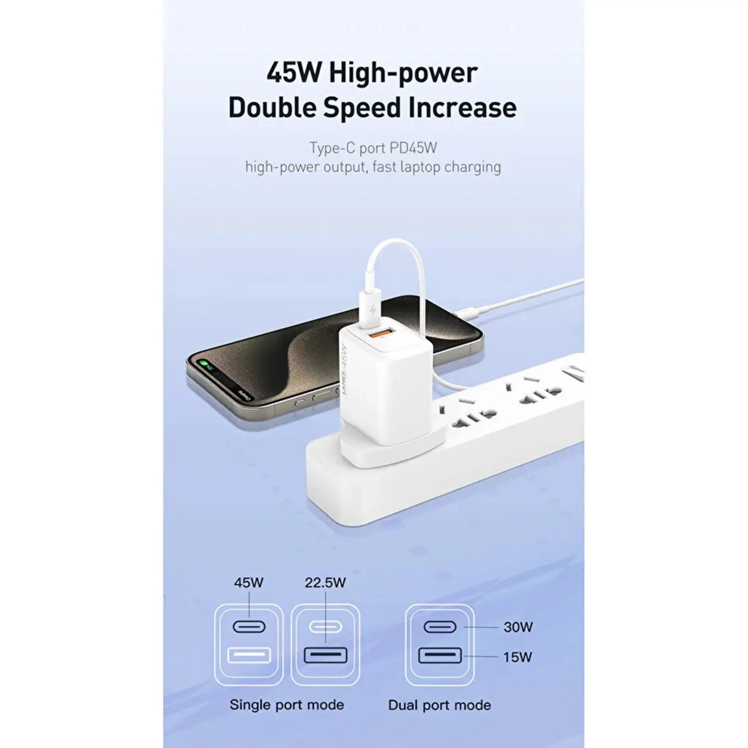 Lanex Gan Fast Charger 45W White