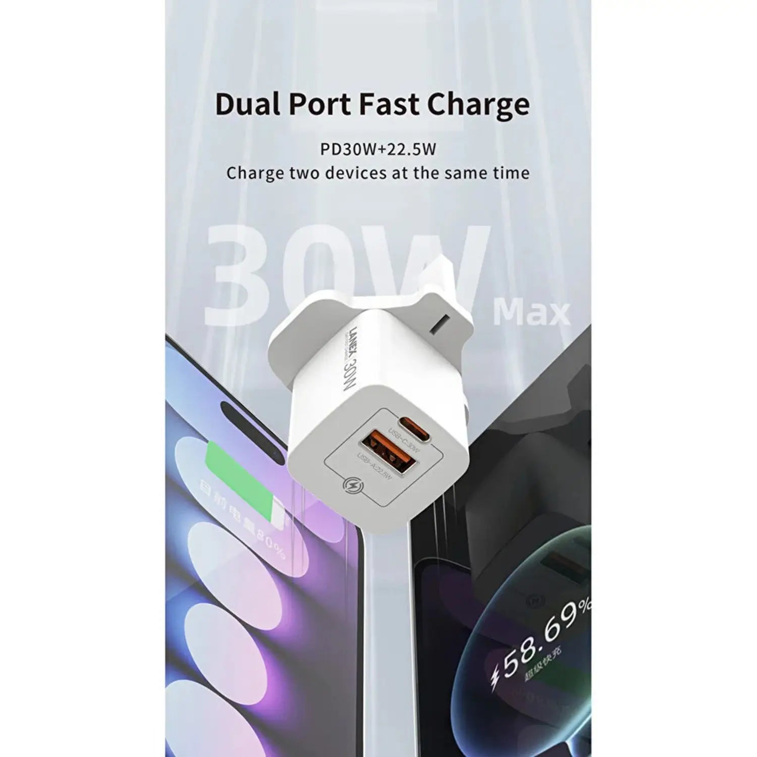 Lanex Gan Fast Charger 30W White