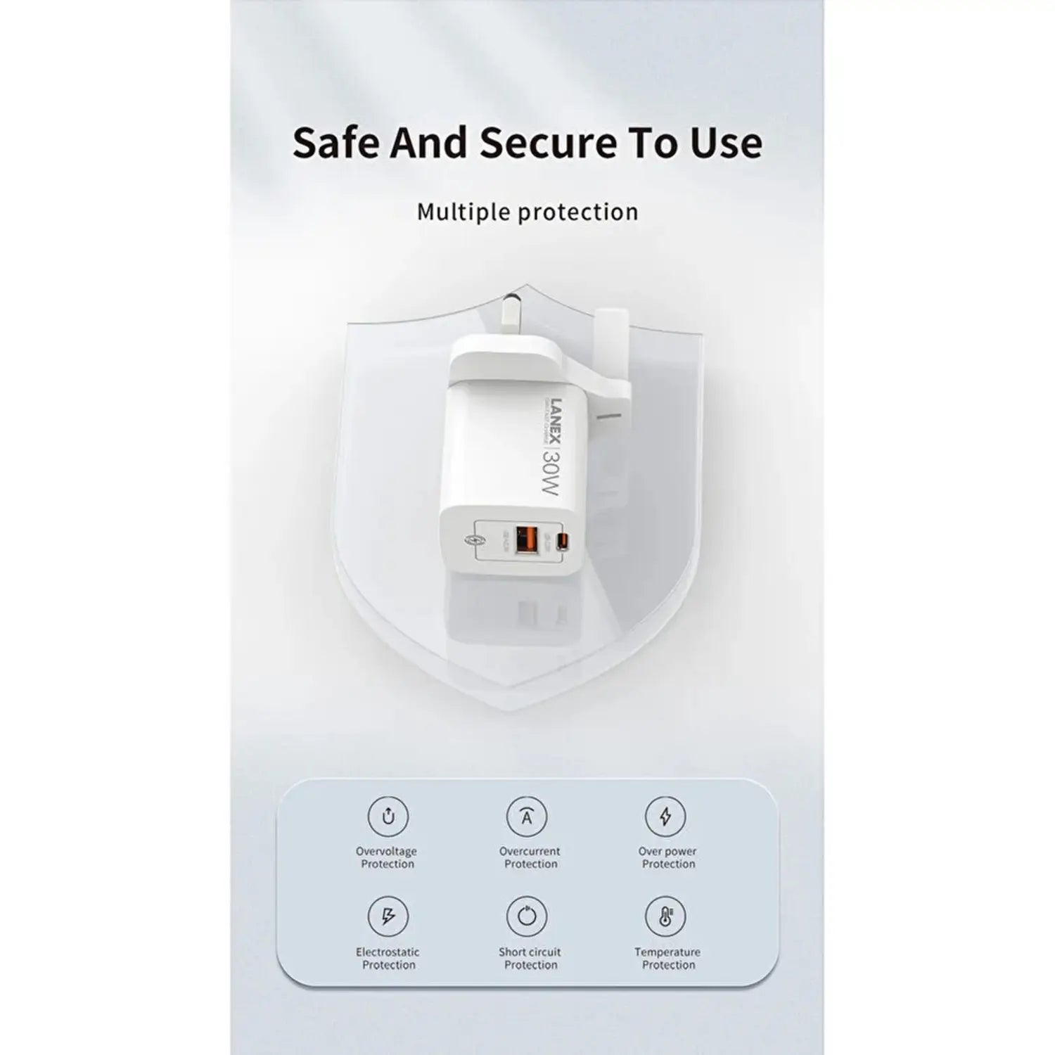 Lanex Gan Fast Charger 30W White