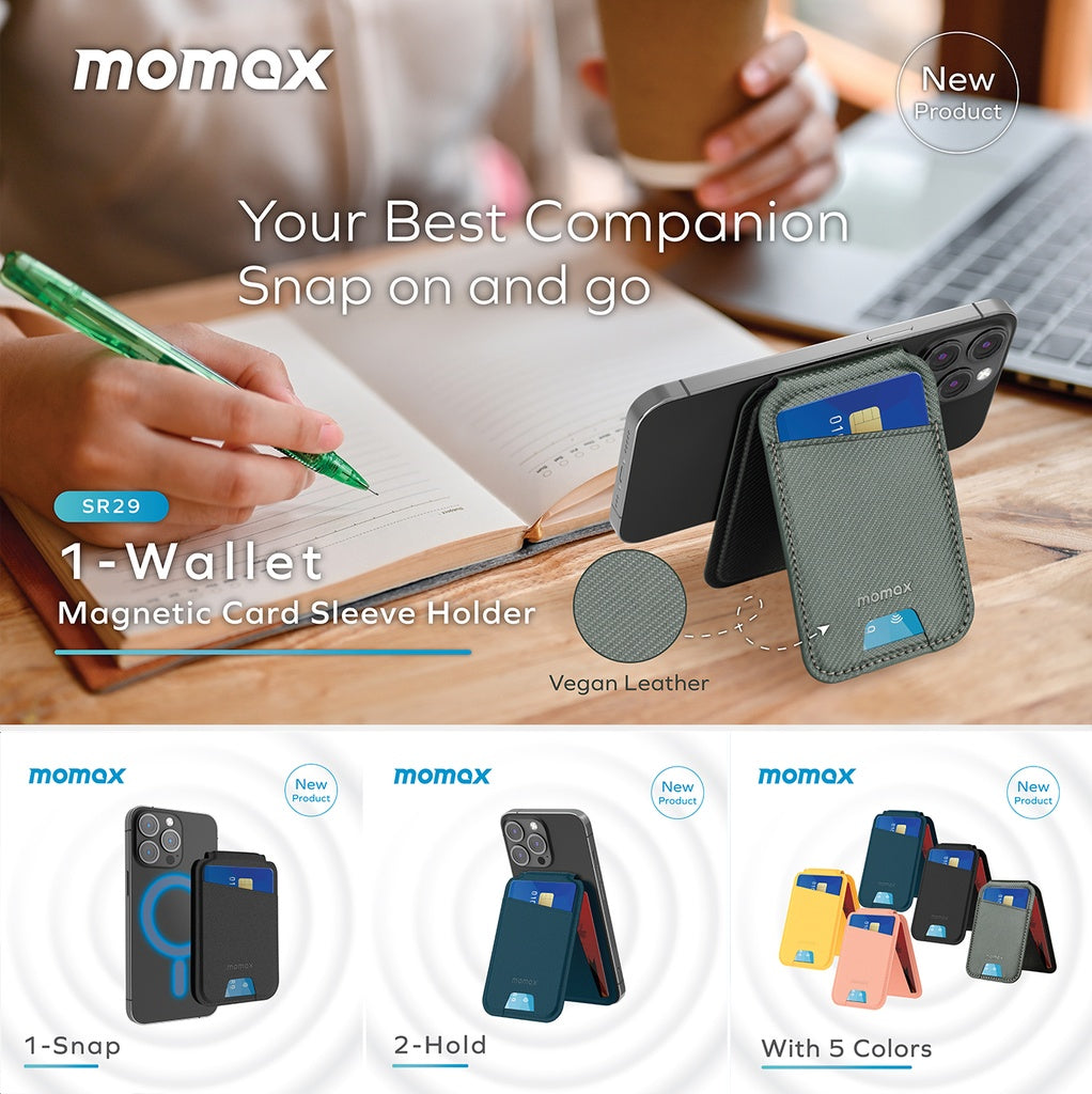 MOMAX 1-WALLET MAGNETIC CARD HOLDER WITH STAND