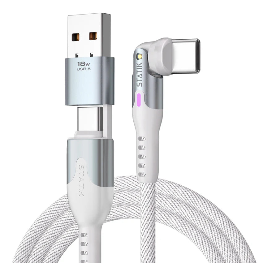 Statik PowerPivot Pro Nylon Braided 1M (3.3ft) Cable USB-C to USB-C White