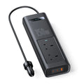 Baseus car power adapter with smart screen and 5 outlets, 150 watts