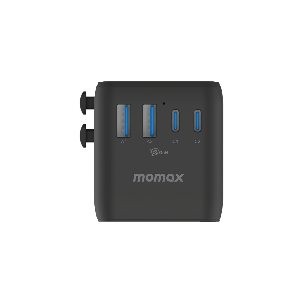 MOMAX 1-WORLD2 GAN 100W 4-PORT USB-C DUAL AC TRAVEL ADAPTOR
