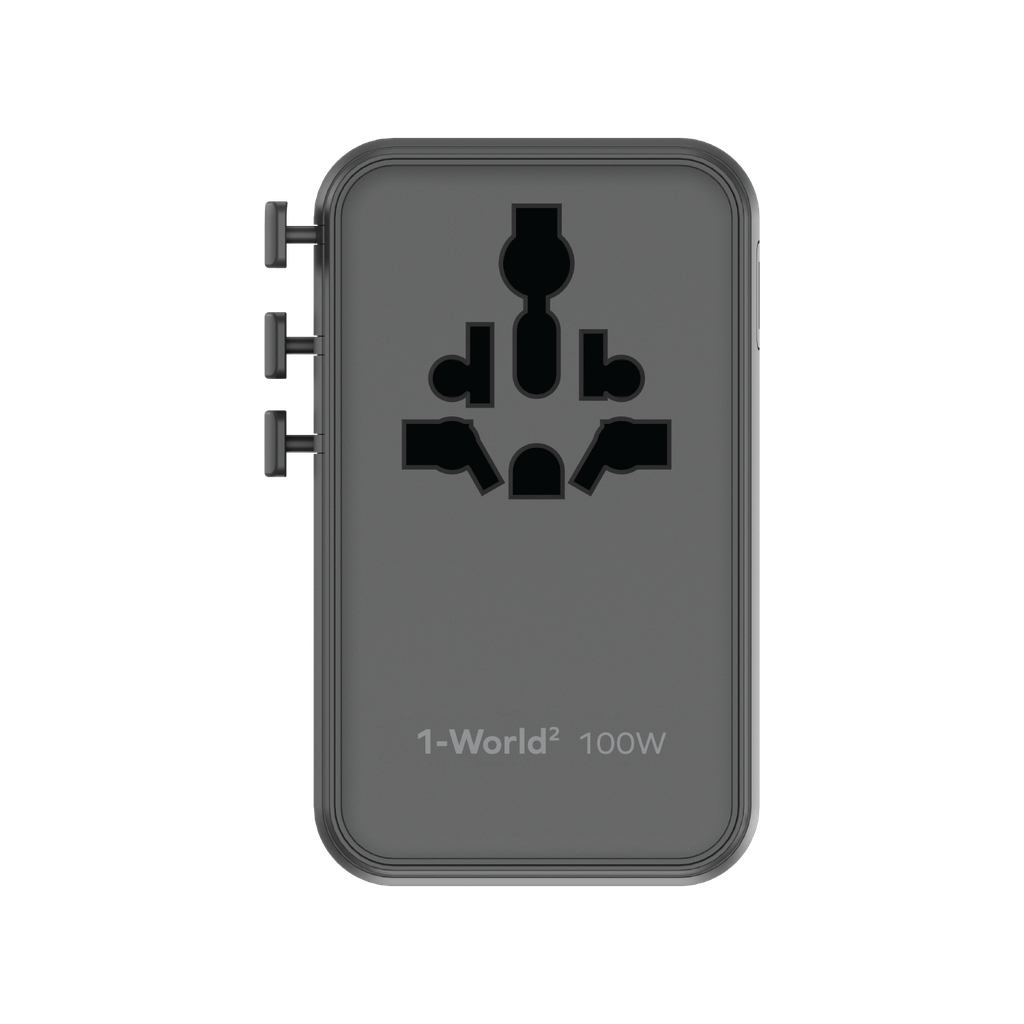 MOMAX 1-WORLD2 GAN 100W 4-PORT USB-C DUAL AC TRAVEL ADAPTOR