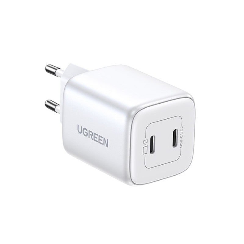 شاحن يو جرين نيكسود السريع 45 واط ثنائي USB-C GaN - أبيض