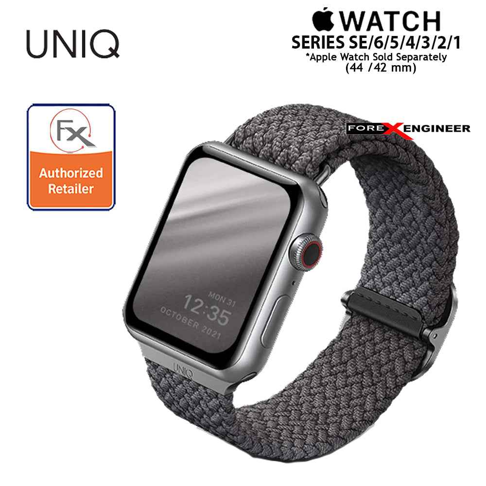 UNIQ Aspen Braided Band for Apple Watch Series 7 - SE - 6 - 5 - 4 - 3 - 2 - 1 ( 45mm - 42mm - 44mm ) - Grey