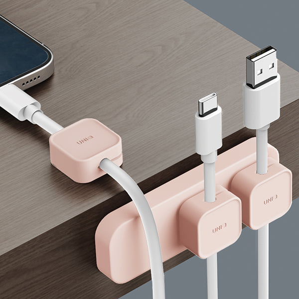 منظم كابلات UNIQ POD المغناطيسي وقاعدة - وردي فاتح