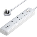 UGREEN 30W 3 AC Power Strip with Master Switch UK-PLUG White