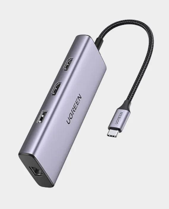 يوجرين 9 في 1 موزع USB C متعدد الوظائف / 4K@60Hz HDMI / 5Gbps USB A و USB C / SD / TF قارئ بطاقة، محول متعدد المنافذ / 100 واط / 1Gbps إيثرنت رمادي