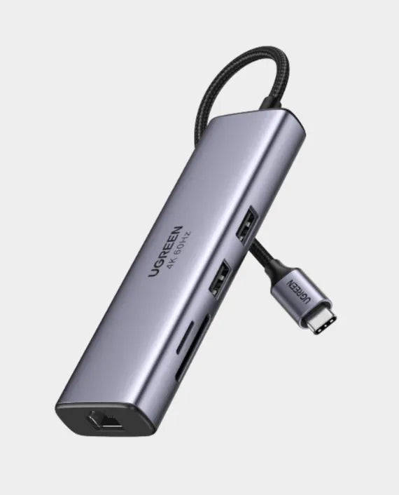 موزع يوجرين 7 في 1 USB-C بدقة 4K@60Hz، دونجل من النوع C إلى HDMI مع جيجابت إيثرنت
