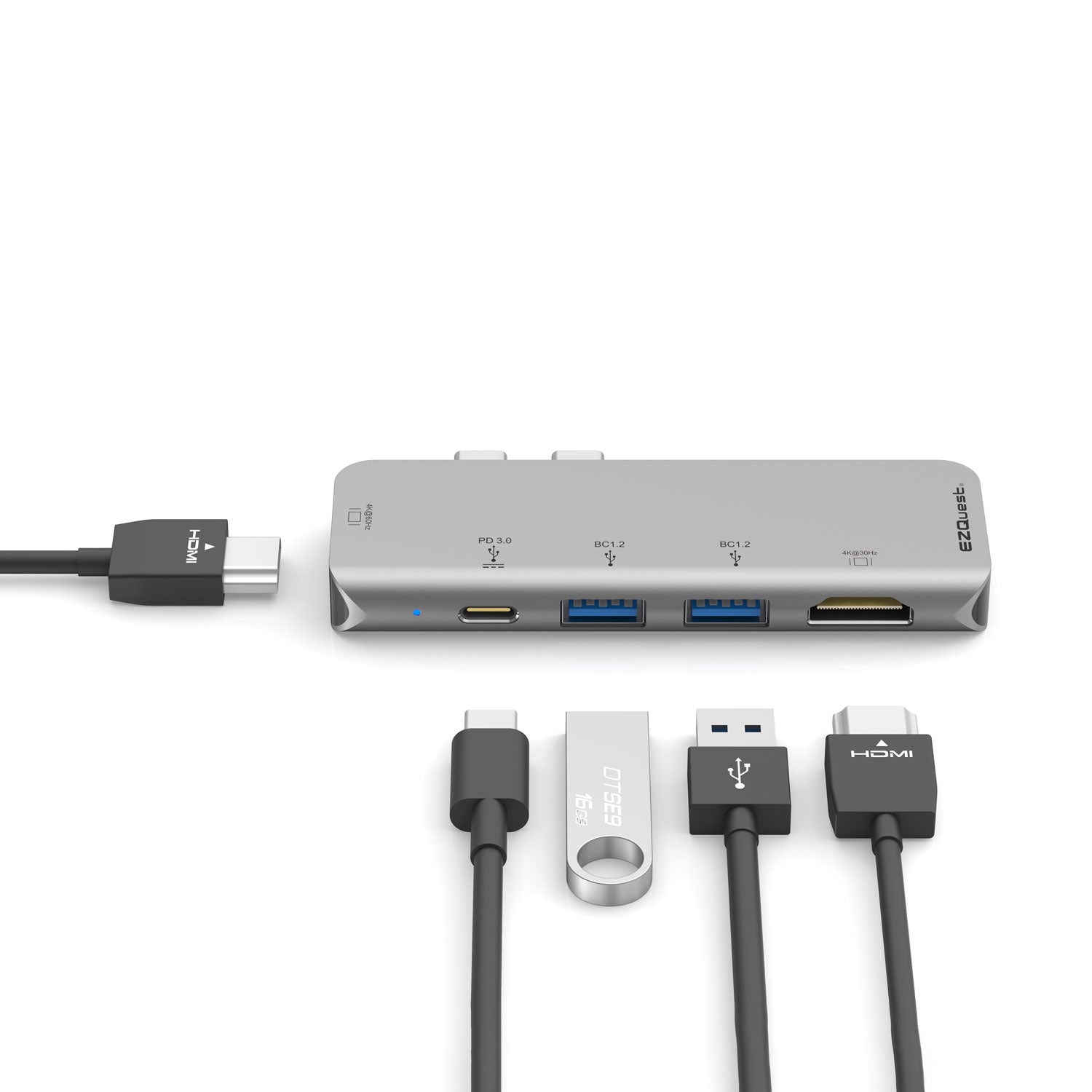محول موزع الوسائط المتعددة USB-C ثنائي HDMI بخمسة منافذ مع Power Delivery 3.0