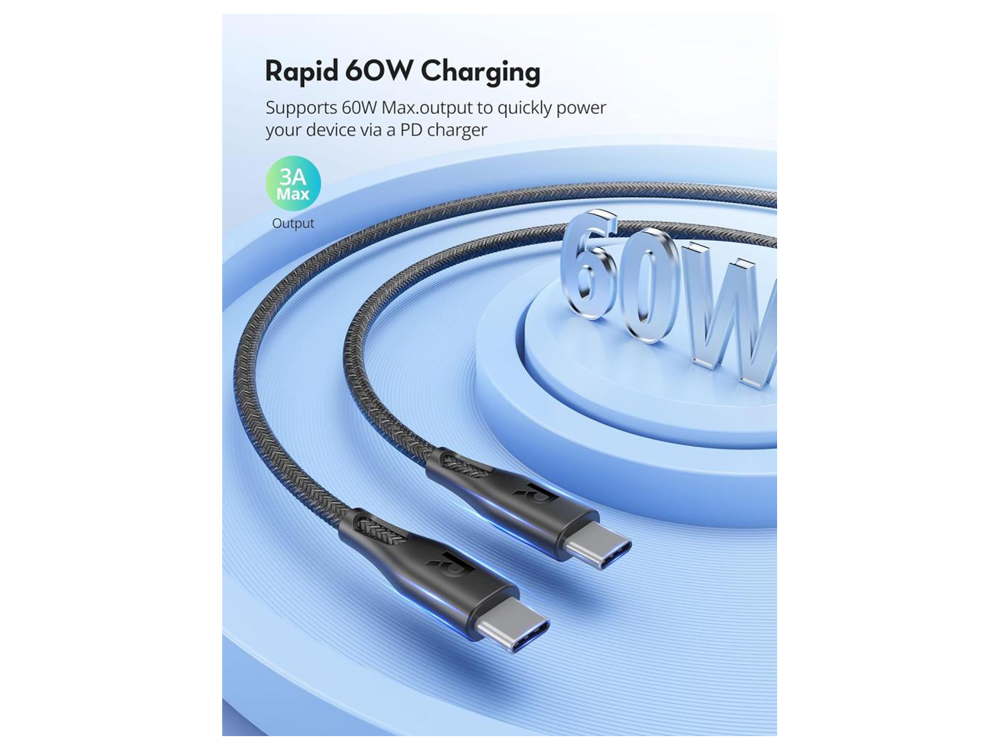 Ravpower USB-C to USB-C 60W 2M Cable - Black