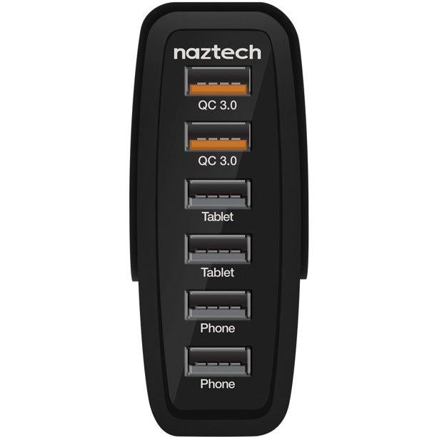 Naztech Wall Charger 6-Port USB Charging Station, Black