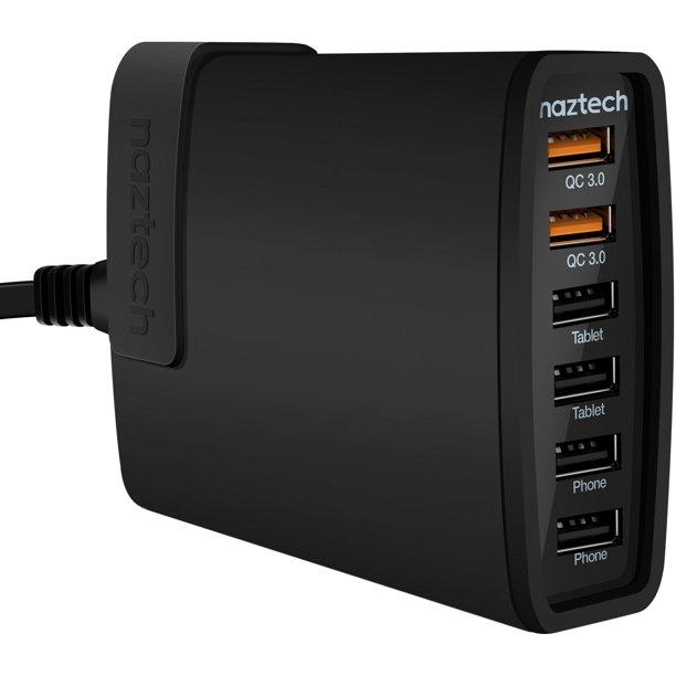 Naztech Wall Charger 6-Port USB Charging Station, Black
