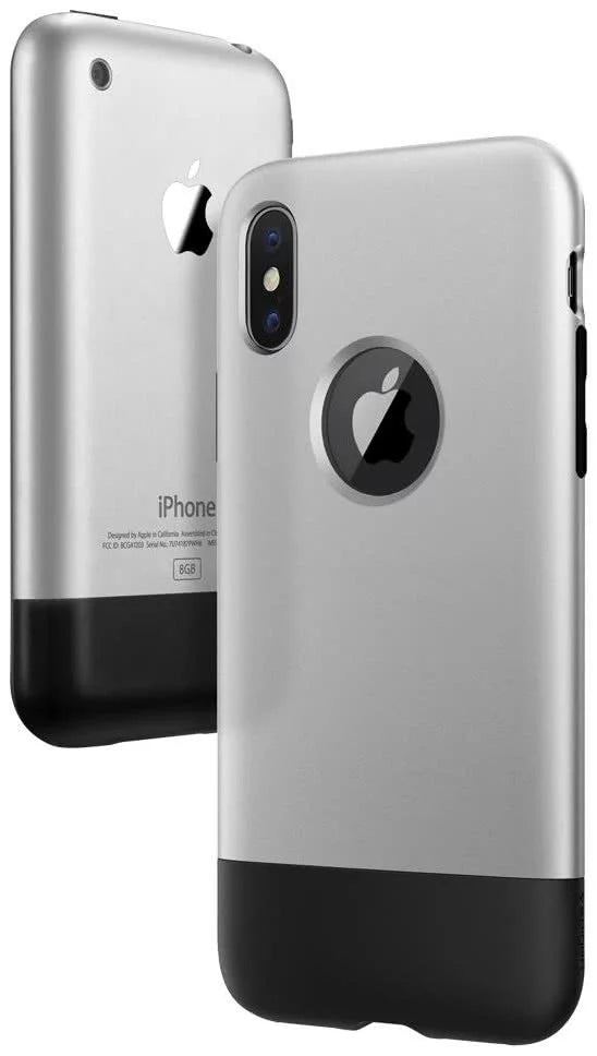 جراب SPIGEN - جراب iPhone X/XS الكلاسيكي باللون الرمادي الألومنيوم (057CS23345)