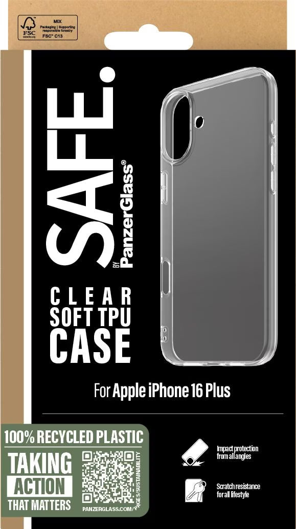 PanzerGlass SAFE by PG EyeCare TPU Transparent Case – Apple iPhone 16 Plus (6.7")